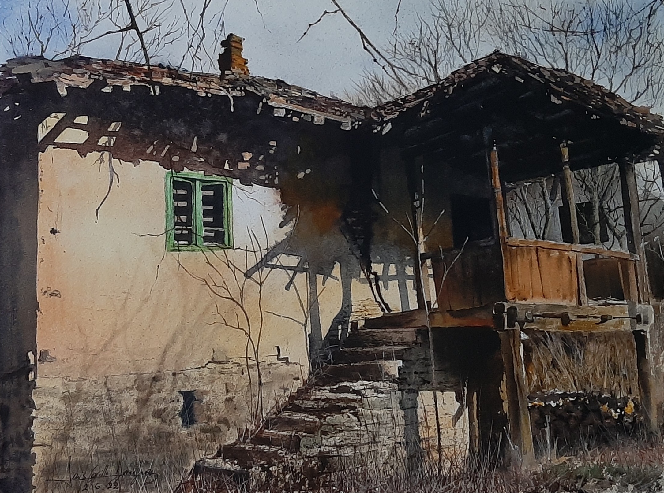 Acuarela Original: La Belleza del Abandono